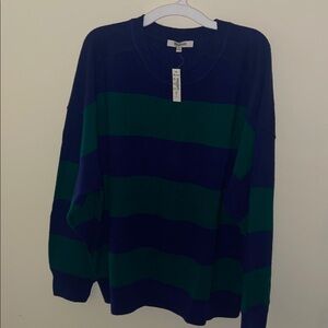 Striped Blue and Green Women's Sweater. Madewell size 2x. NWT.